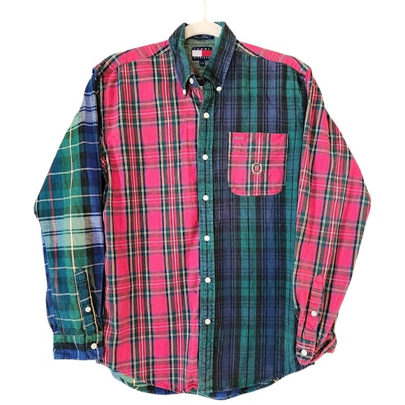 Tommy Hilfiger Other - Y2K Tommy Hilfiger Patchwork Tartan Plaid Oxford Button Down Shirt L Academia